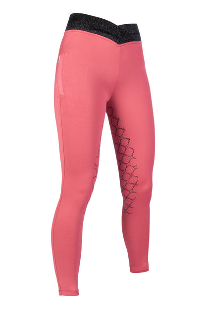 Legging d'équitation pour filles de 7 à 15 ans HKM Ruby full grip rose