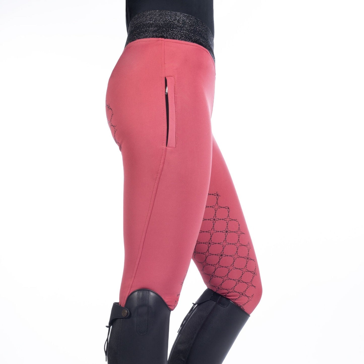 Legging d'équitation pour filles de 7 à 15 ans HKM Ruby full grip rose