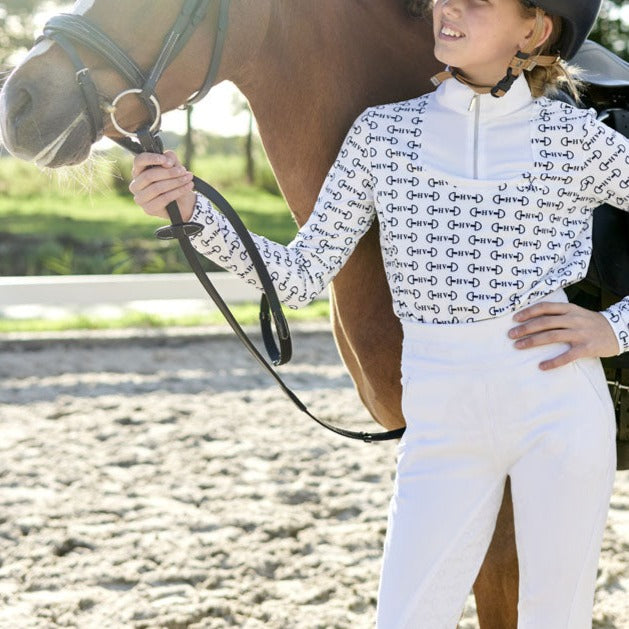 Legging d'équitation pour filles de 10 à 16 ans HV Polo Ellis full grip blanc