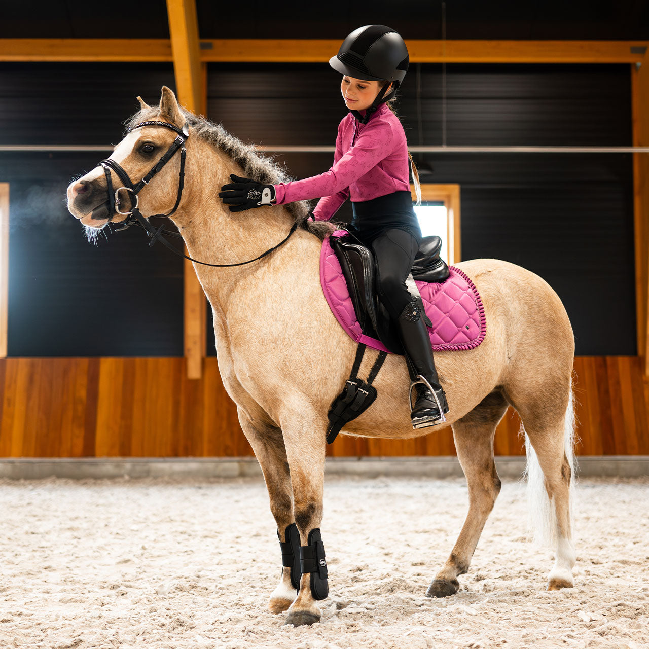 Legging d'équitation pour petites cavalières QHP Lissie noir