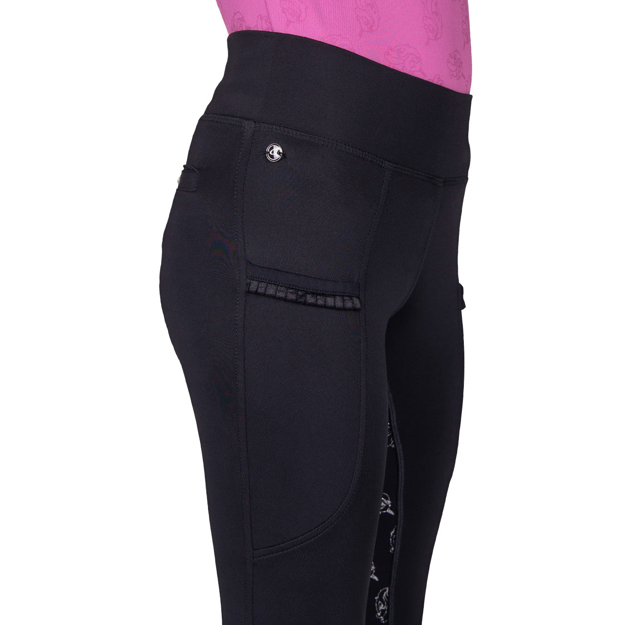 Legging d'équitation pour petites cavalières QHP Lissie noir