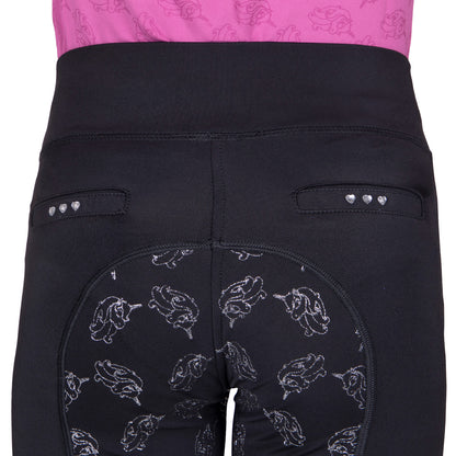 Legging d'équitation pour petites cavalières QHP Lissie noir