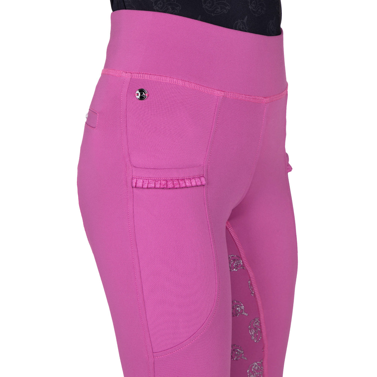 Legging d'équitation pour petites cavalières QHP Lissie rose