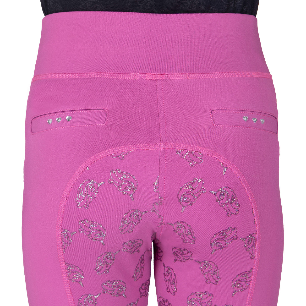 Legging d'équitation pour petites cavalières QHP Lissie rose