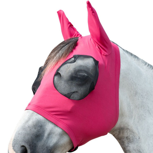 Masque anti-mouches pour poneys et chevaux HKM Elastic fuchsia