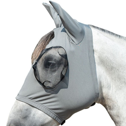 Masque anti-mouches pour poneys et chevaux HKM Elastic gris