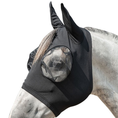 Masque anti-mouches pour poneys et chevaux HKM Elastic noir