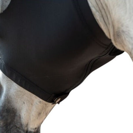 Masque anti-mouches pour poneys et chevaux HKM Elastic noir fermeture zippée