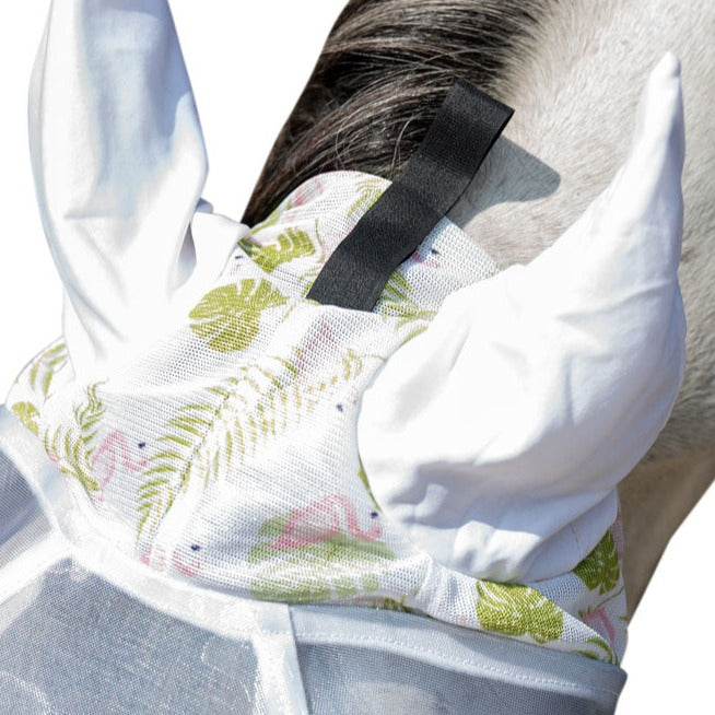 Masque anti-mouches pour poneys et chevaux HKM Flamingo