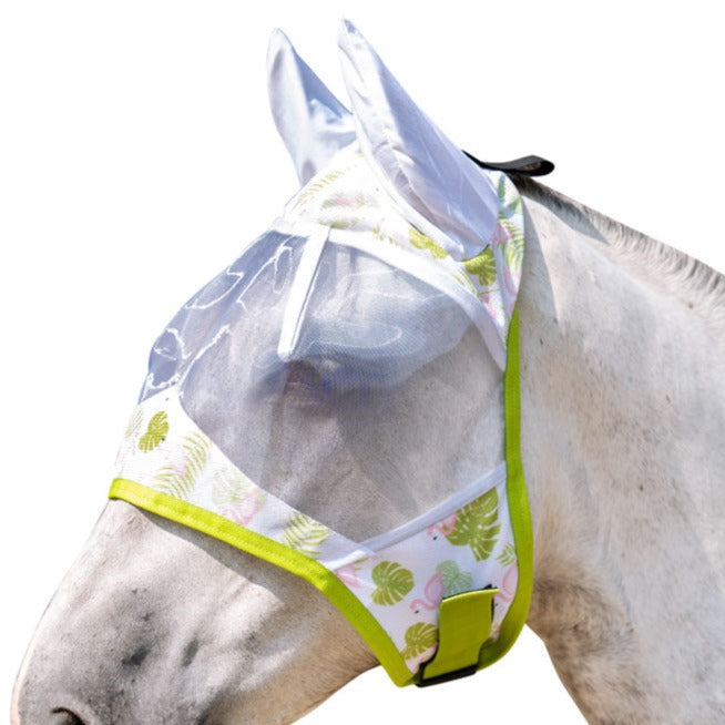 Masque anti-mouches pour poneys et chevaux HKM Flamingo