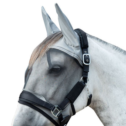 Masque anti-mouches pour poneys et chevaux HKM Premium gris