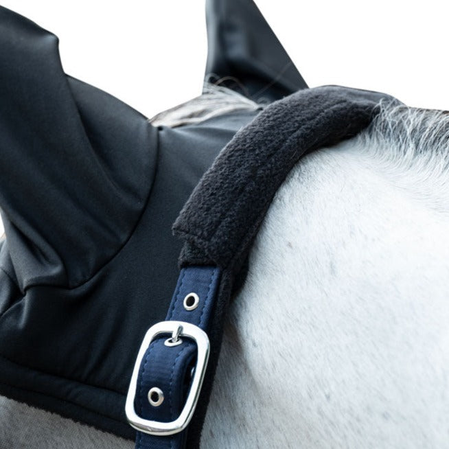 Masque anti-mouches pour poneys et chevaux HKM Premium noir