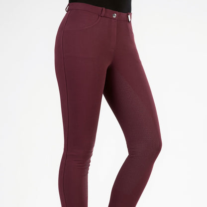 Pantalon d'équitation pour enfant HKM Kate Full Grip bordeaux