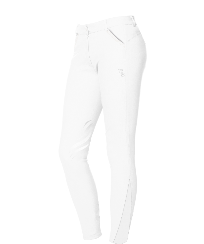 Pantalon d'équitation pour cavalières de 8 à 16 ans Flags and Cup Tulipa basanes grip blanc