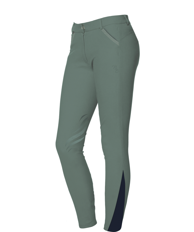 Pantalon d'équitation pour cavalières de 8 à 16 ans Flags and Cup Tulipa basanes grip vert sauge