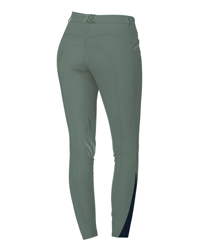 Pantalon d'équitation pour cavalières de 8 à 16 ans Flags and Cup Tulipa basanes grip vert sauge