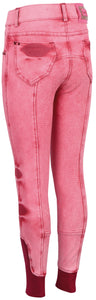 Pantalon d'équitation en denim rose pour filles de 6 à 14 ans Harry's Horse Loulou Arendal full grip