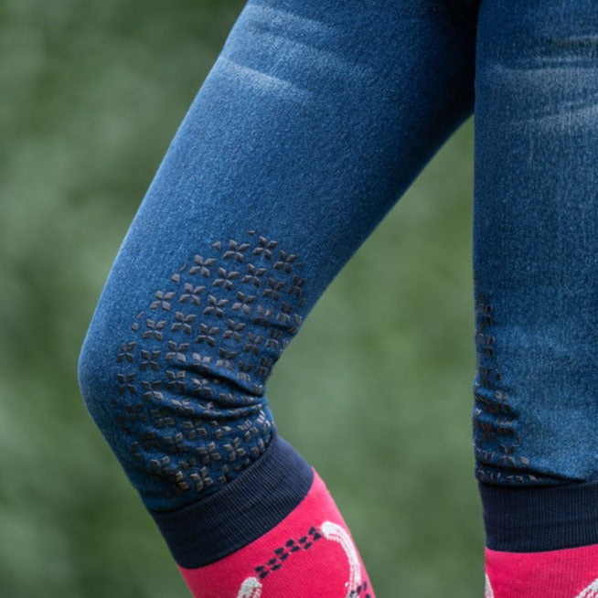 Pantalon d'équitation en jean pour cavalières de 2 à 11 ans HKM Aymee Denim