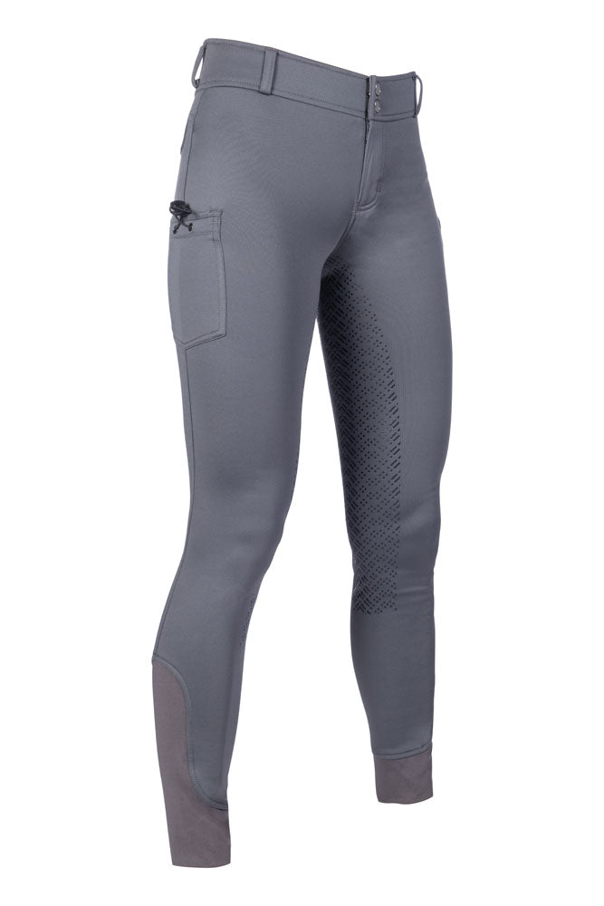 Pantalon d'équitation pour cavalières de 7 à 15 ans HKM Ruby full grip gris