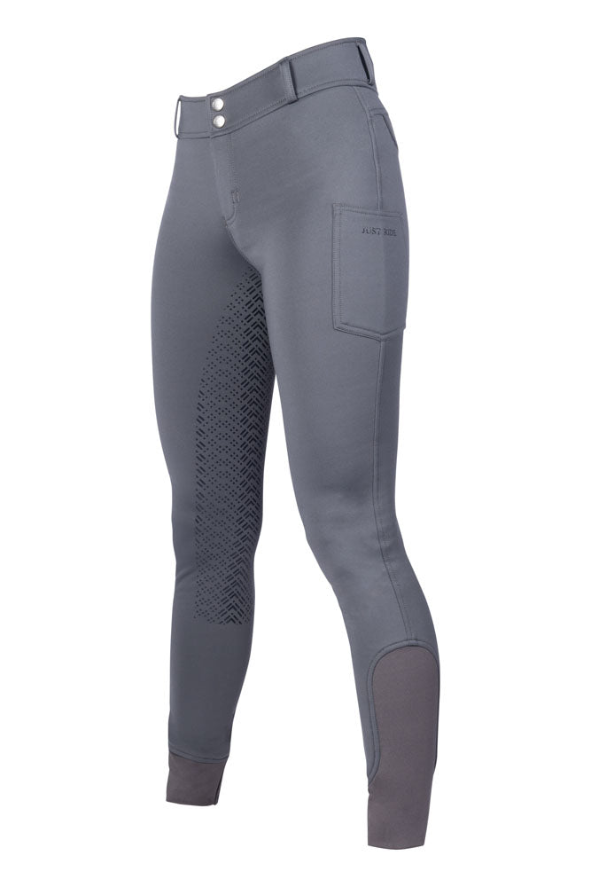 Pantalon d'équitation pour cavalières de 7 à 15 ans HKM Ruby full grip gris