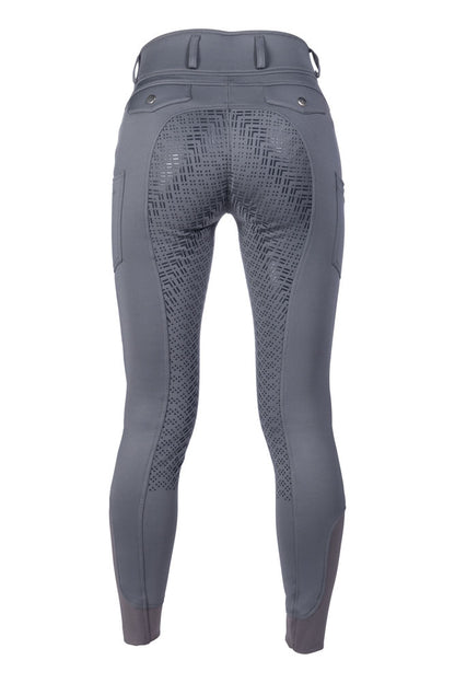 Pantalon d'équitation pour cavalières de 7 à 15 ans HKM Ruby full grip gris