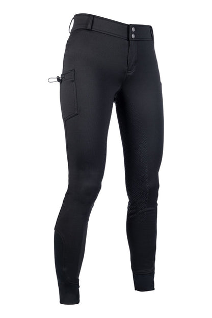 Pantalon d'équitation pour cavalières de 7 à 15 ans HKM Ruby full grip noir