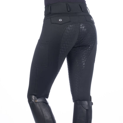 Pantalon d'équitation pour cavalières de 7 à 15 ans HKM Ruby full grip noir