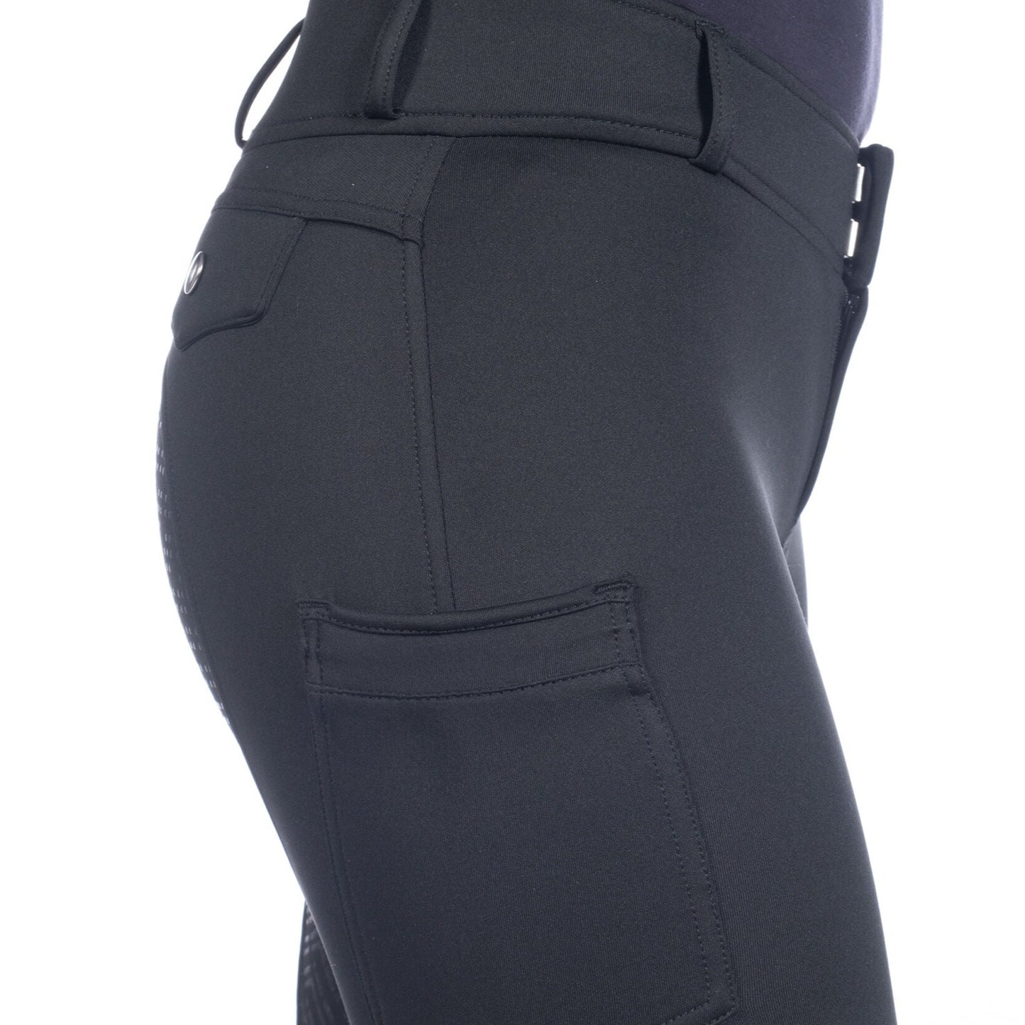 Pantalon d'équitation pour cavalières de 7 à 15 ans HKM Ruby full grip noir