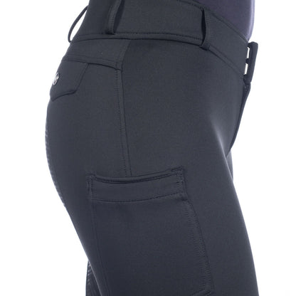 Pantalon d'équitation pour cavalières de 7 à 15 ans HKM Ruby full grip noir