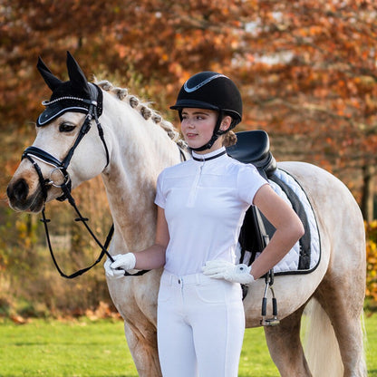 Polo de concours pour petites cavalières de 8 à 16 ans QHP Kae blanc