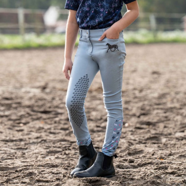 Pantalon d'équitation pour filles de 3 à 14 ans HKM Bria bleu
