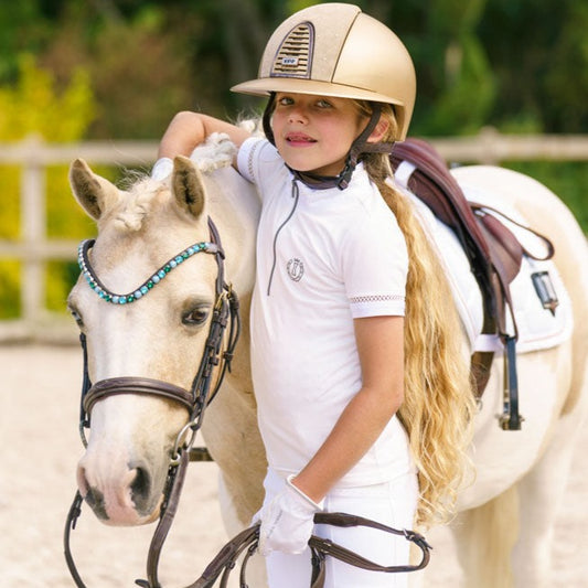 Polo de concours pour filles de 4 à 16 ans Imperial Riding Luna blanc