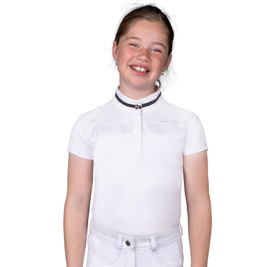 Polo de concours pour petites cavalières de 8 à 16 ans QHP Kae blanc