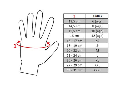 Guide des tailles pour les gants d'équitation HKM