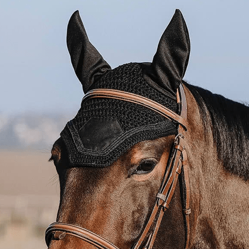 Bonnet anti-mouches pour chevaux Equithème Badge noir