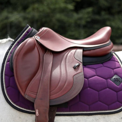 Tapis de selle pour poneys et chevaux OXXER Les Intemporelles aubergine