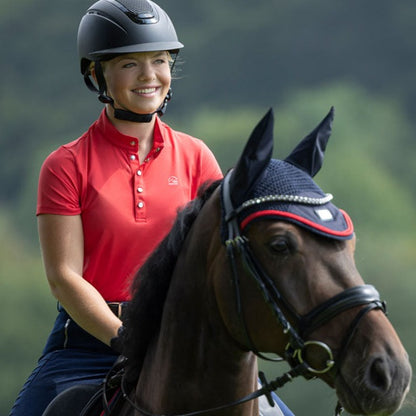 Polo à manches courtes pour cavalières du XS au XXL HKM Aruba rouge