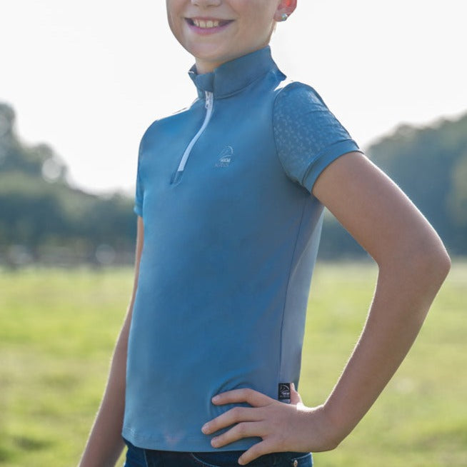 Tee-shirt à manches courtes pour cavalières de 2 à 11 ans HKM Aymee bleu fumé