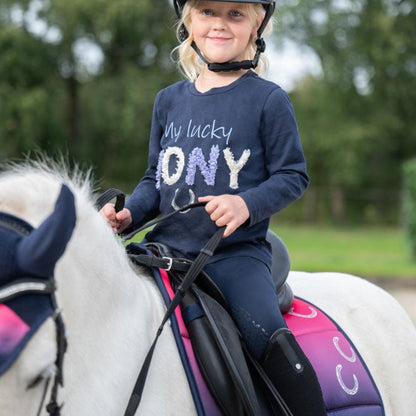 Tee-shirt à manches longues pour petites cavalières de 2 à 11 ans HKM Aymee marine