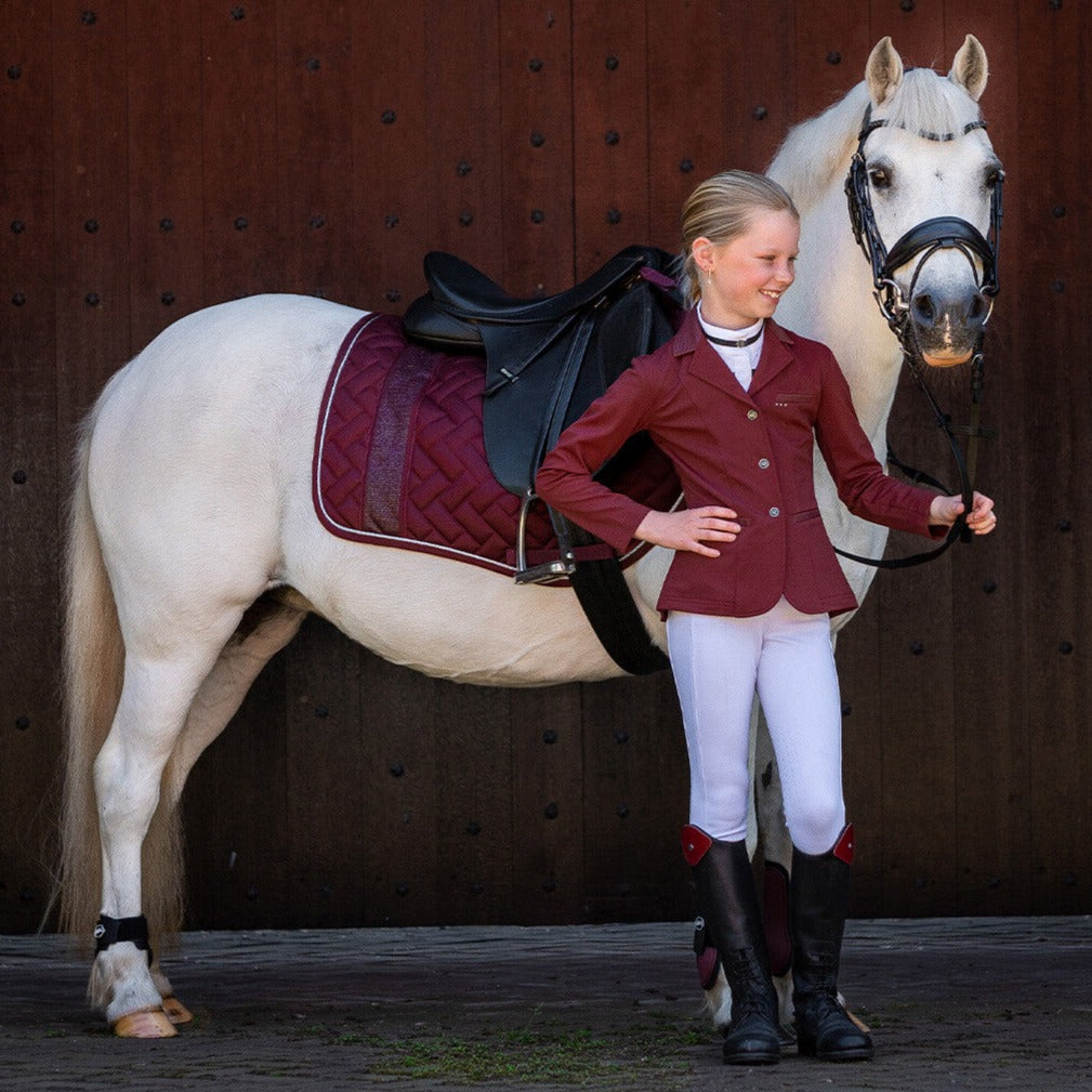 Veste de concours pour cavalières juniors de 8 à 16 ans QHP Kae bordeaux