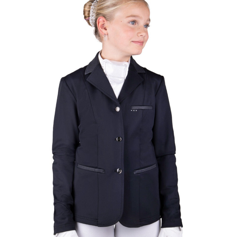 Veste de concours pour cavalières juniors de 8 à 16 ans QHP Kae noire