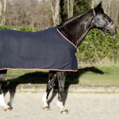HKM Couverture Séchante Alaska Bleu Foncé - Dos 125 Cm - Polaire Respirante Cheval