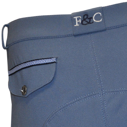 Détail de l'arrière du pantalon d'équitation pour enfant Flags&Cup Copaya bleu orage