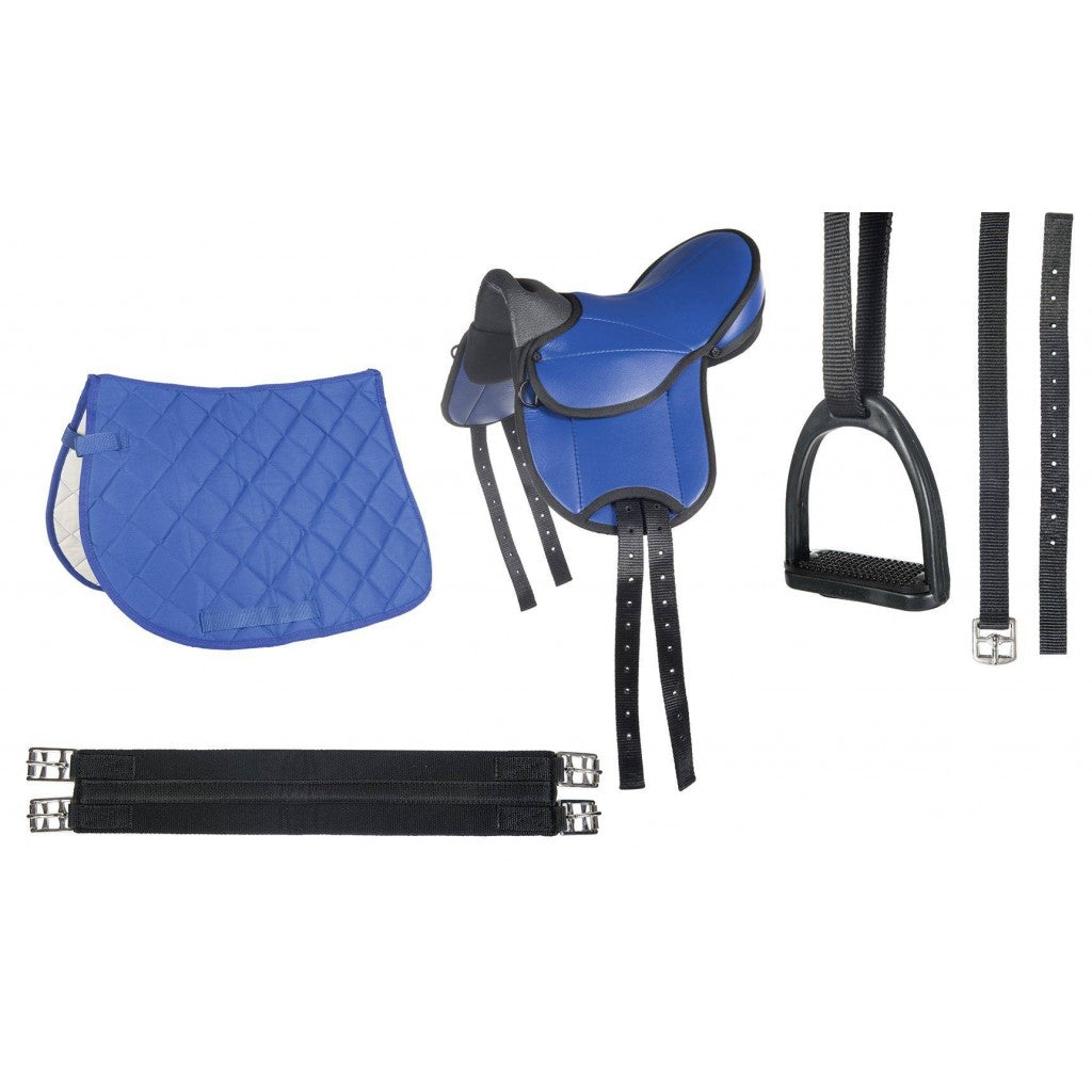 Kit bardette, sangle, étrivières, étriers et tapis de selle HKM Shetty bleu