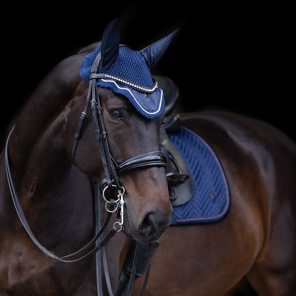 Bonnet Anti-mouches Imperial Riding Pour Poney - Tissu Crocheté, Oreilles En Tissu, Passepoil Noir