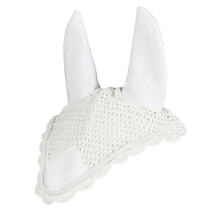 Bonnet anti-mouches pour poneys et chevaux HKM Classic blanc