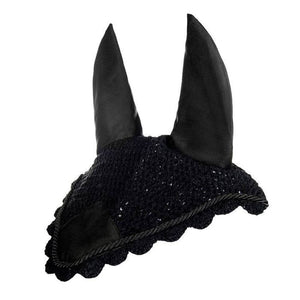 Bonnet anti-mouches pour poneys et chevaux HKM Classic noir