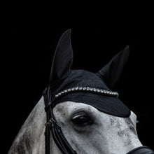 Charger l&#39;image dans la galerie, Bonnet anti-mouches pour poneys et chevaux HKM Glitter Mesh noir
