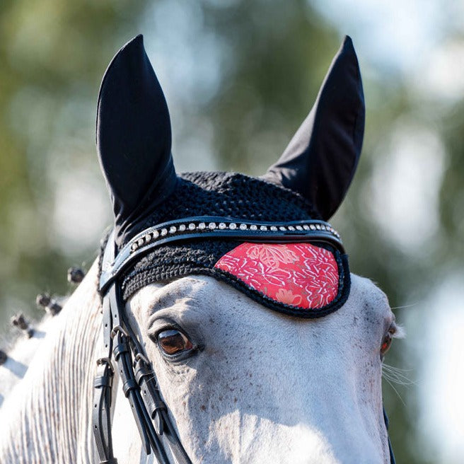 Bonnet anti-mouches pour poneys et chevaux HKM Savona noir