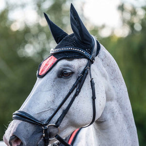 Bonnet anti-mouches pour poneys et chevaux HKM Savona noir